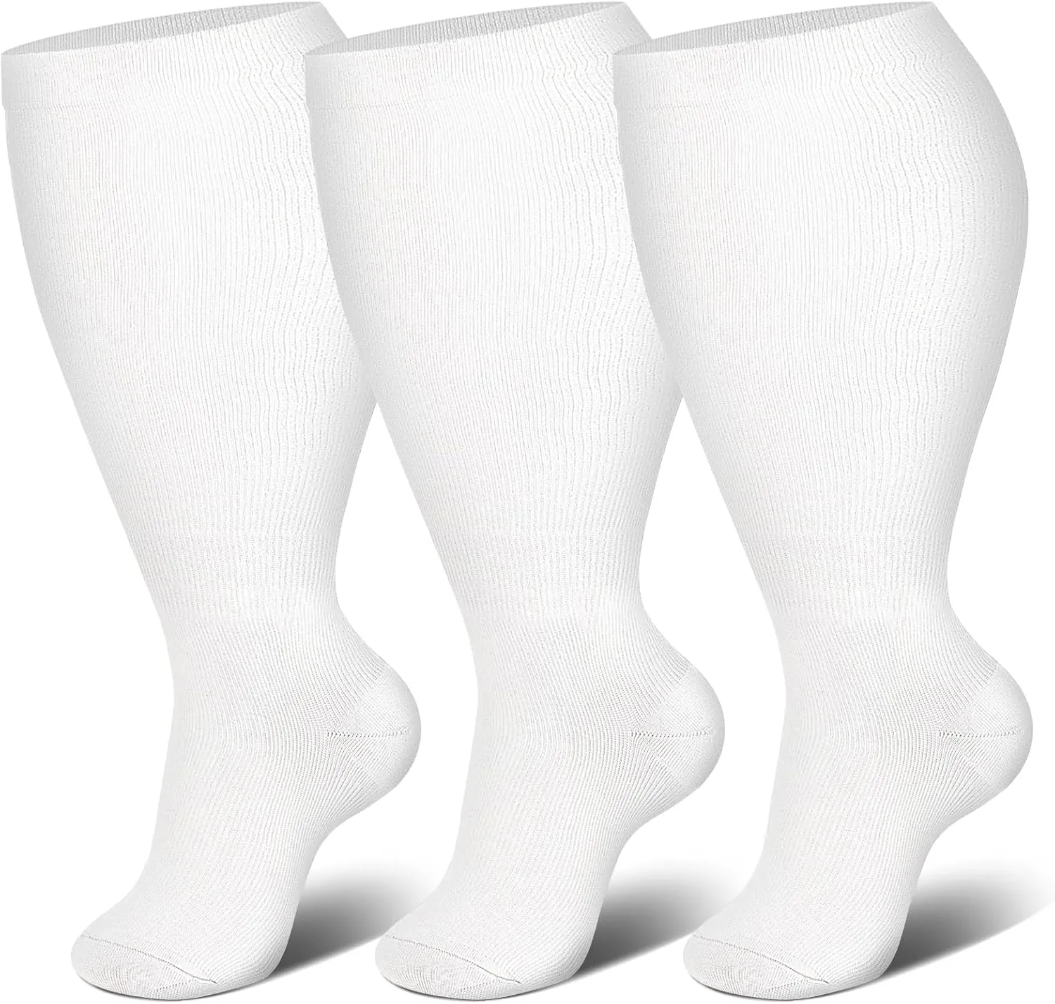 Genovega 3 Packs Wide Calf Compression Socks for Women Men Knee Hight S/M-4XL for Gifts