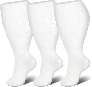 Genovega 3 Packs Wide Calf Compression Socks for Women Men Knee Hight S/M-4XL for Gifts
