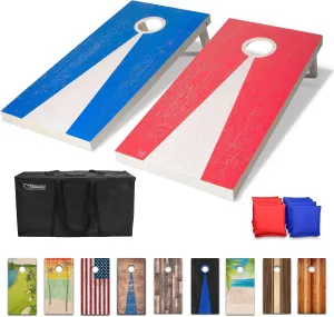 GoSports 4 x 2 ft Regulation Size Wood Cornhole Boards - 10 Vintage Wood Designs (Choose Your Style)