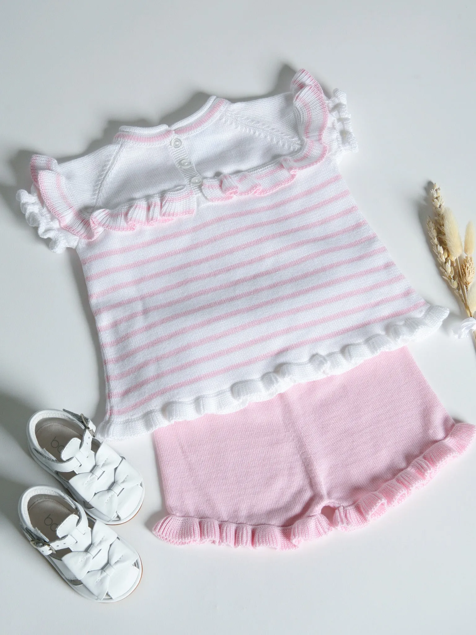 Granlei pink striped frill short set