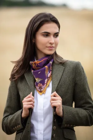 Grouse Misconduct Aubergine & Gold Medium Square Silk Scarf