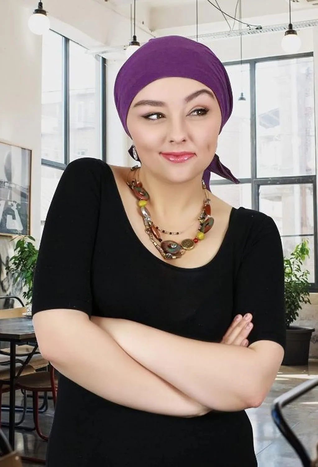 Hats Scarves & More Chemo Headwear Cancer Scarf 50  UPF Sun Protection Pre Tied Headscarf Head Coverings Cotton Celeste