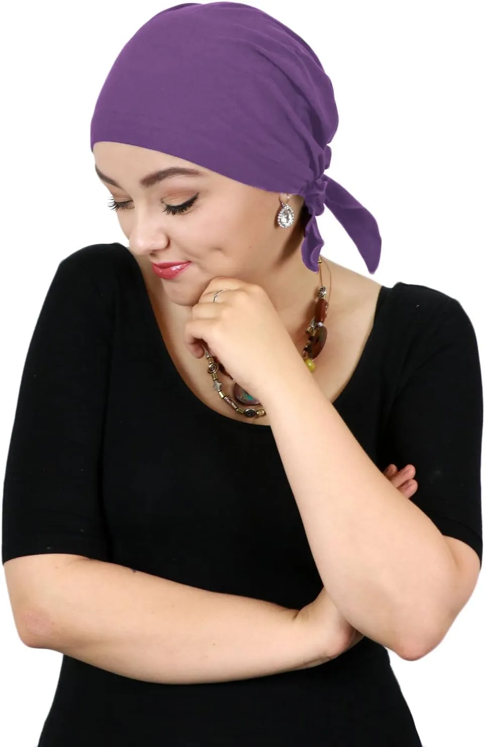 Hats Scarves & More Chemo Headwear Cancer Scarf 50  UPF Sun Protection Pre Tied Headscarf Head Coverings Cotton Celeste