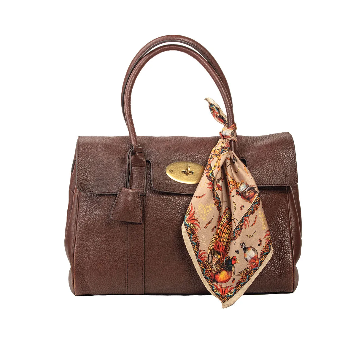 Heads or Tails Toffee Medium Square Silk Scarf