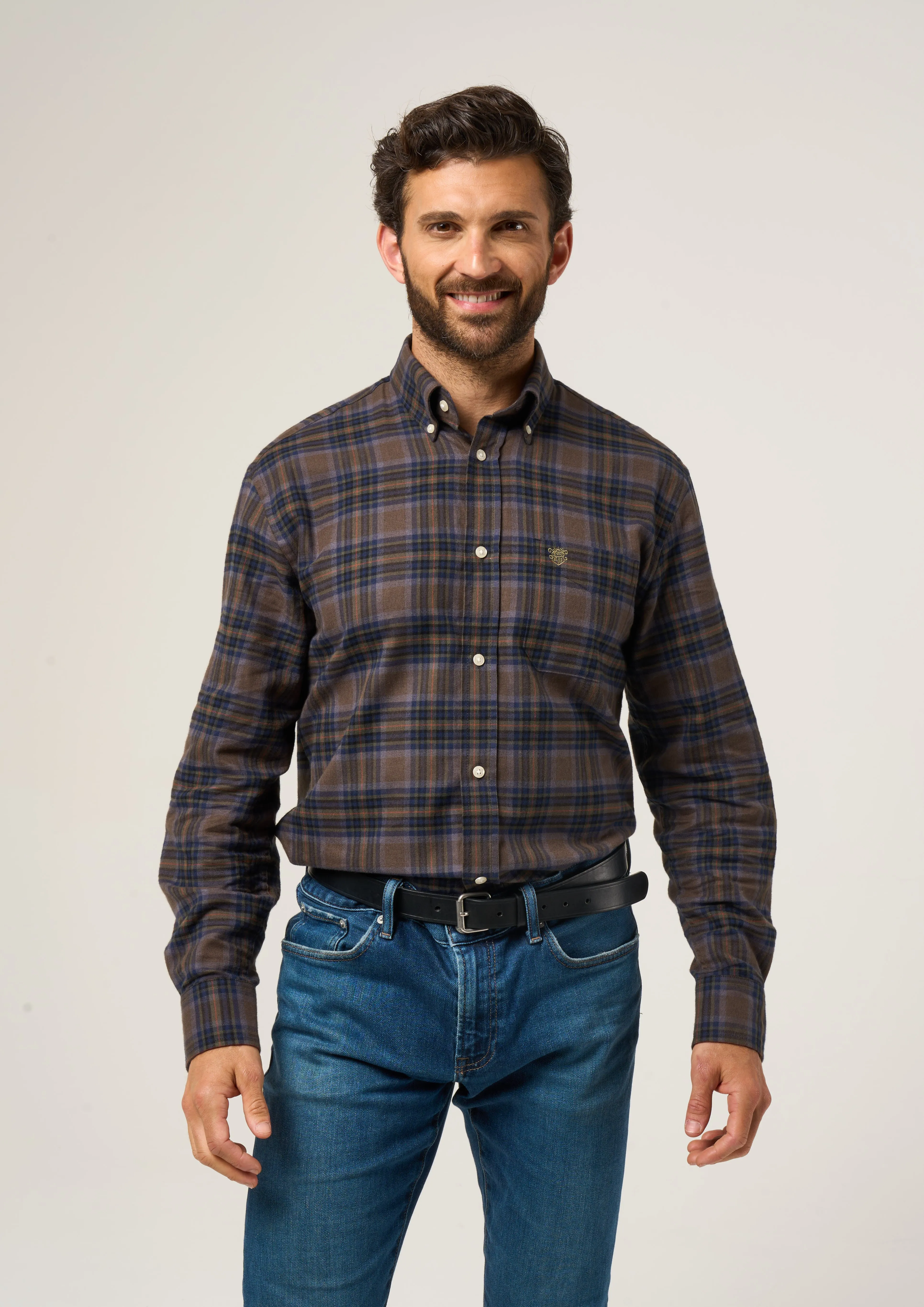 Ilkley Flannel Check Shirt In Brown - Shooting Fit