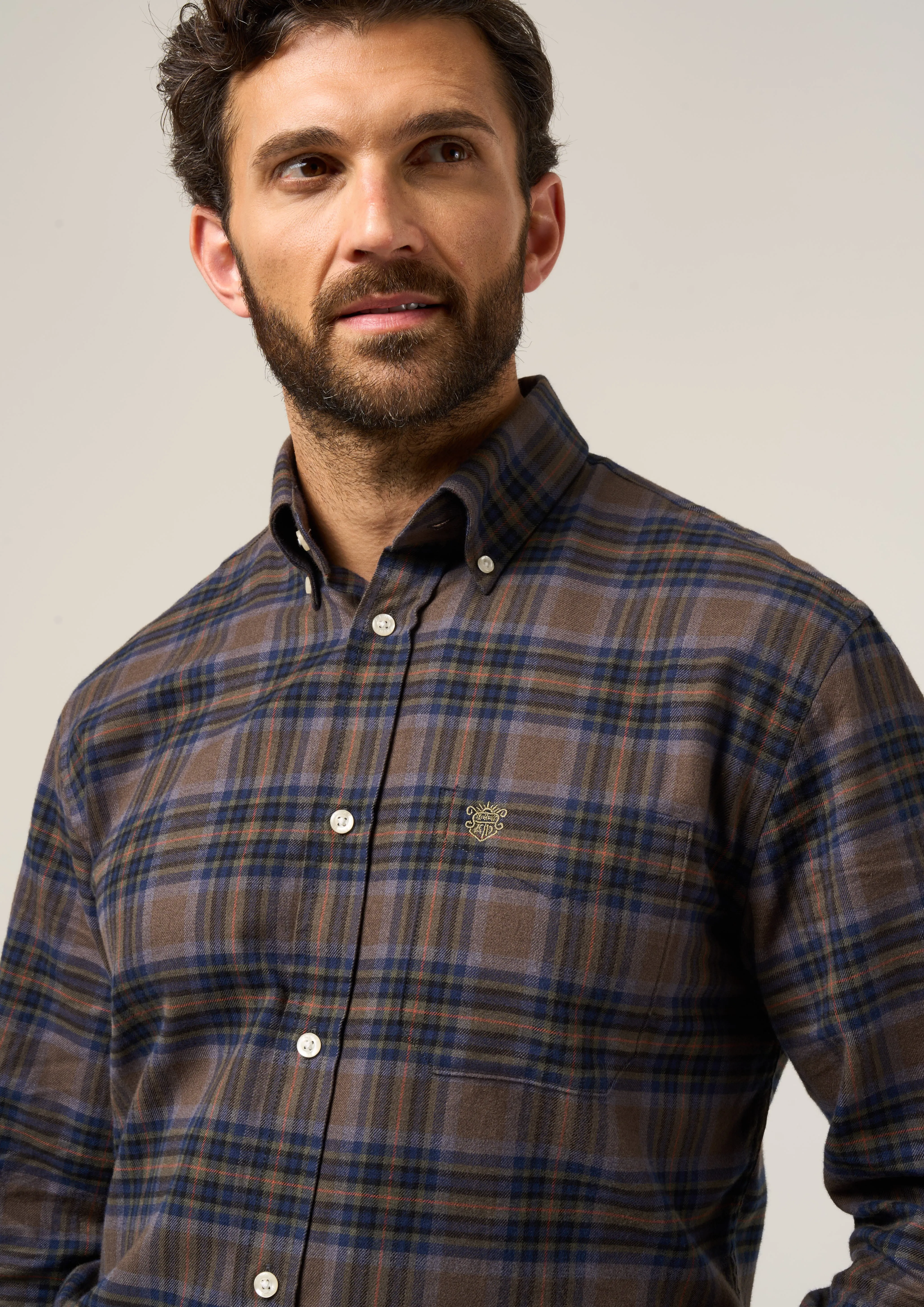 Ilkley Flannel Check Shirt In Brown - Shooting Fit