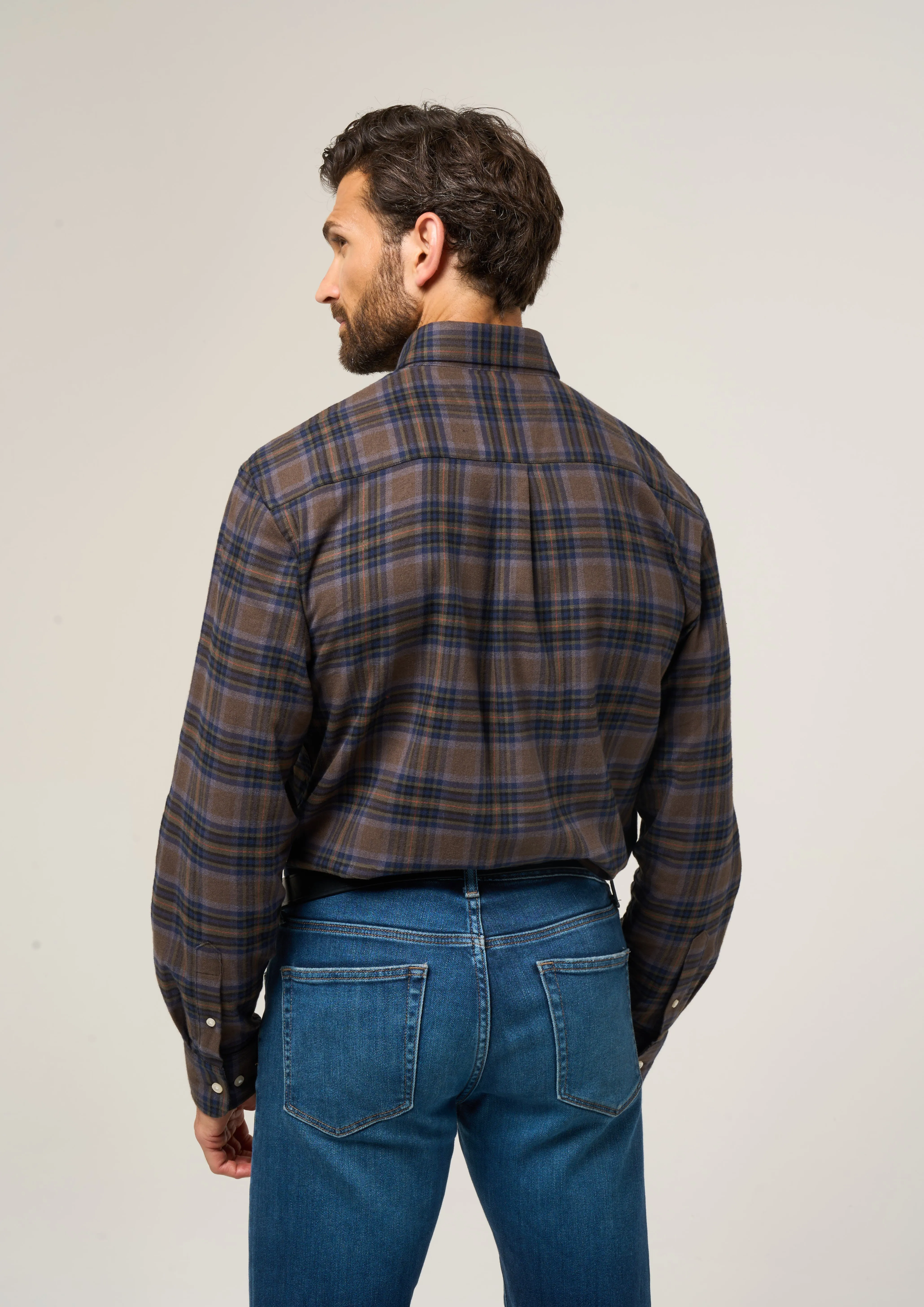 Ilkley Flannel Check Shirt In Brown - Shooting Fit