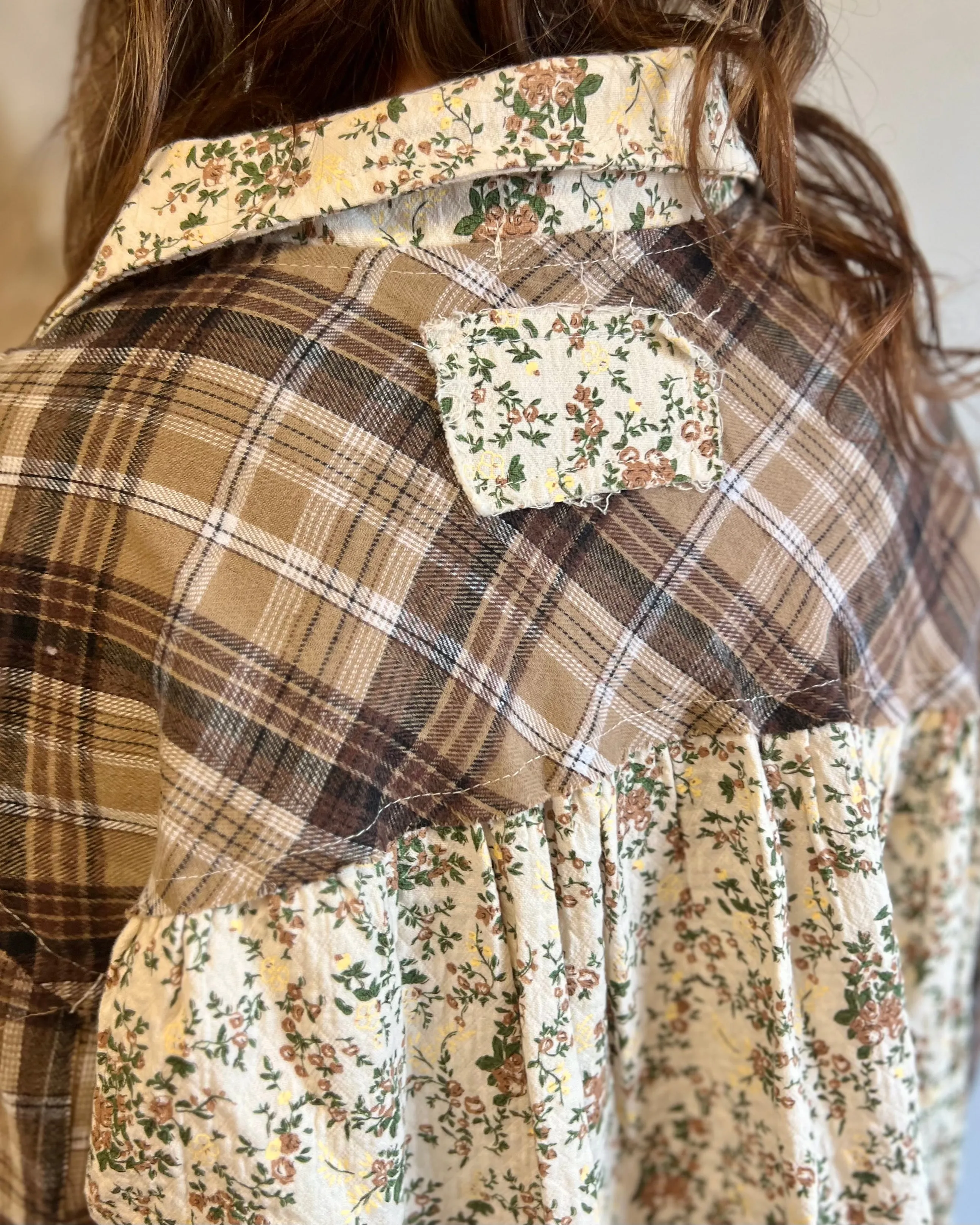 In The Meadow Mocha Multi Floral Print Button Up Top