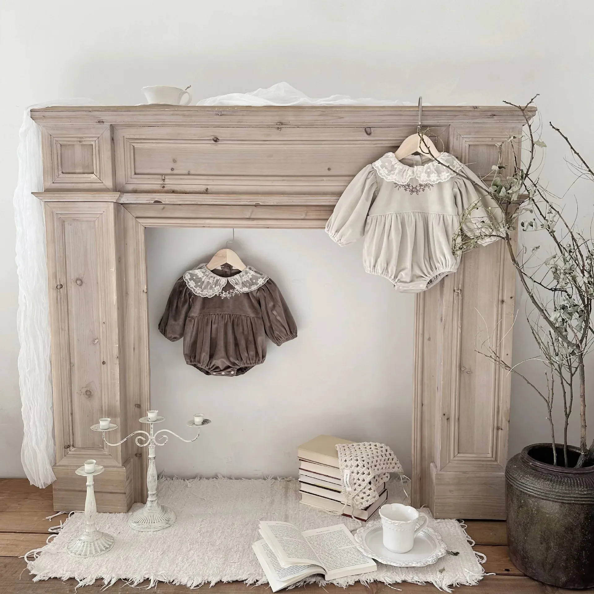 Infant Lace Collar Solid Onesie