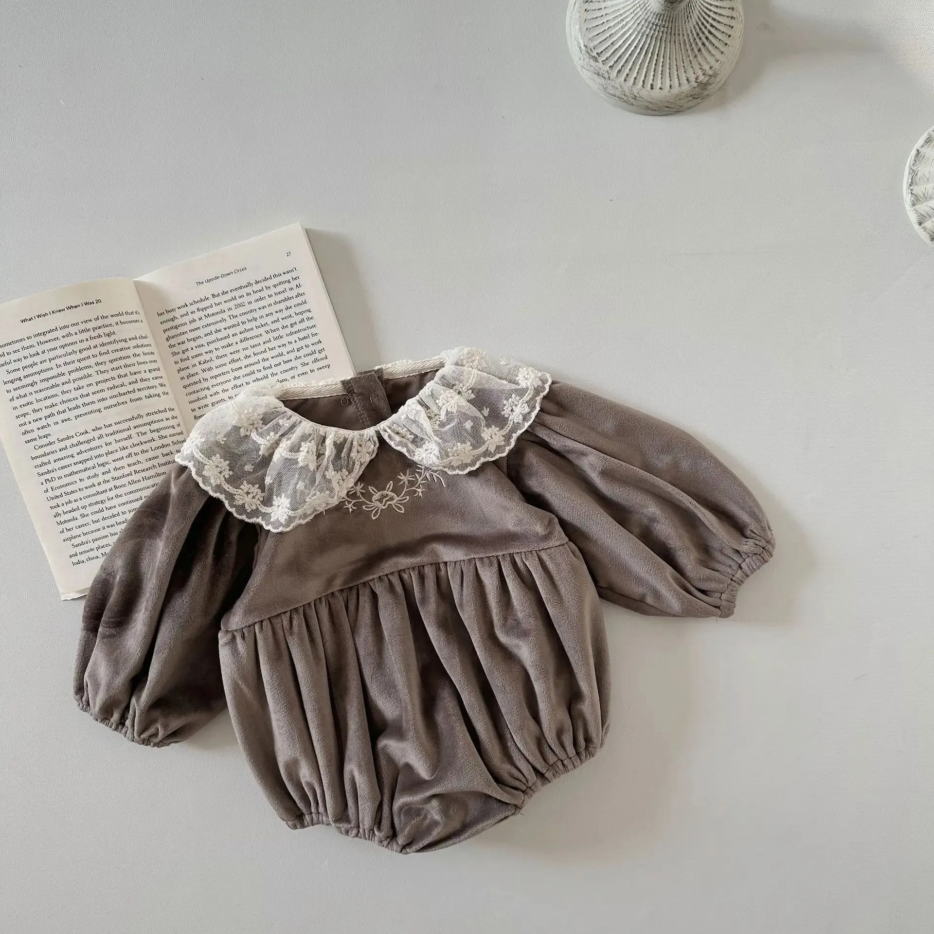 Infant Lace Collar Solid Onesie
