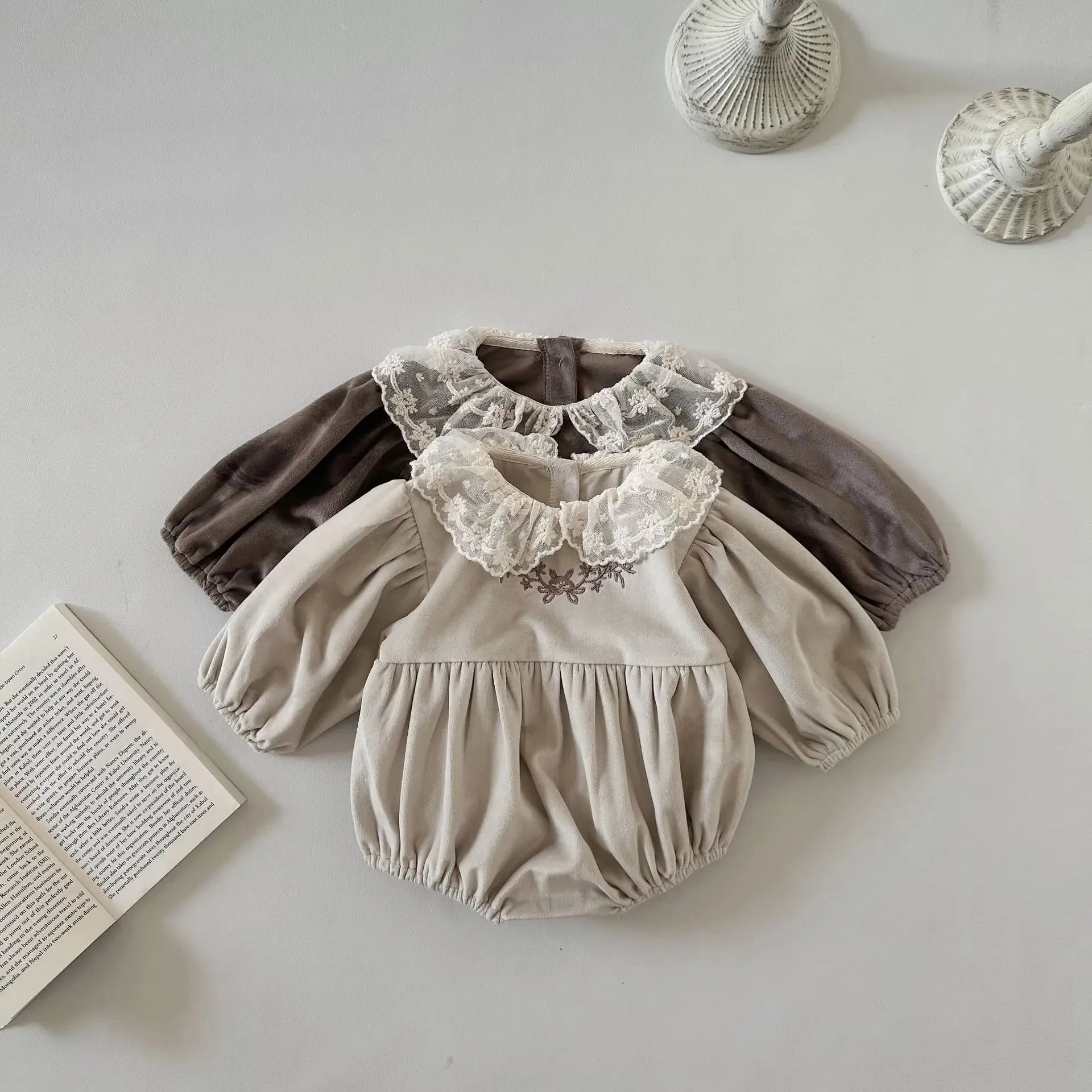 Infant Lace Collar Solid Onesie