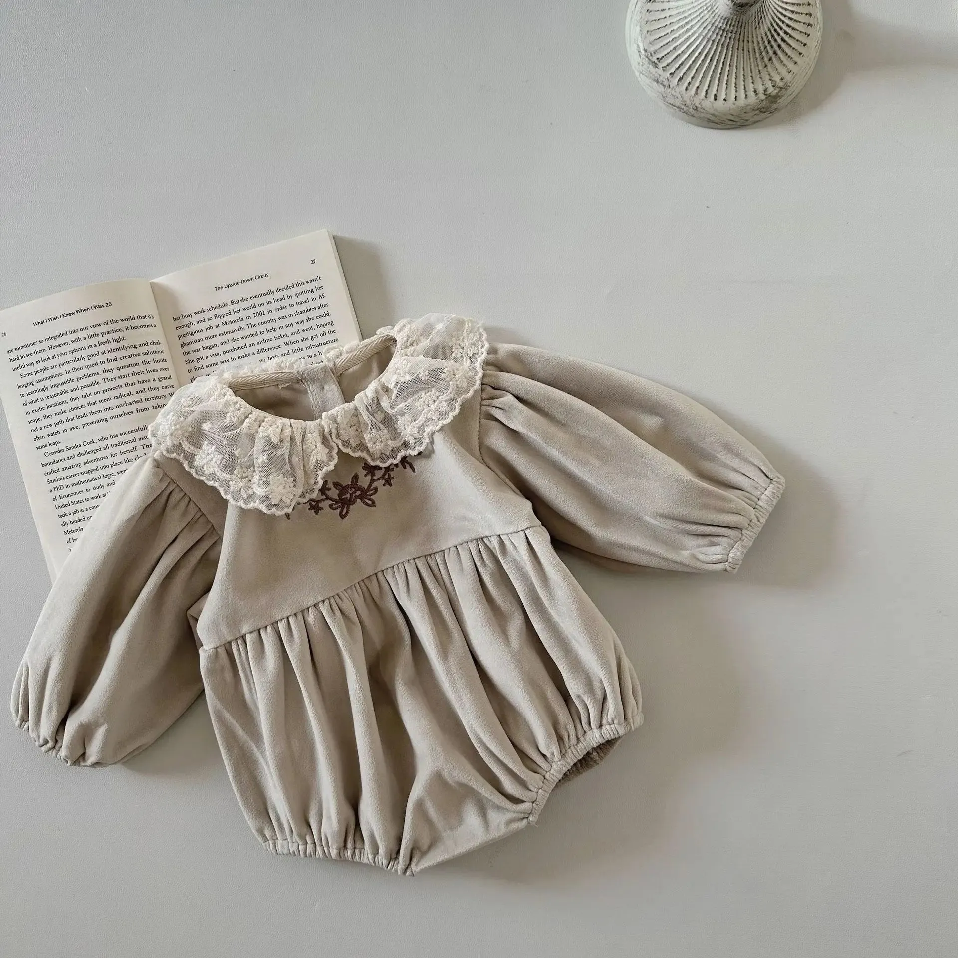 Infant Lace Collar Solid Onesie