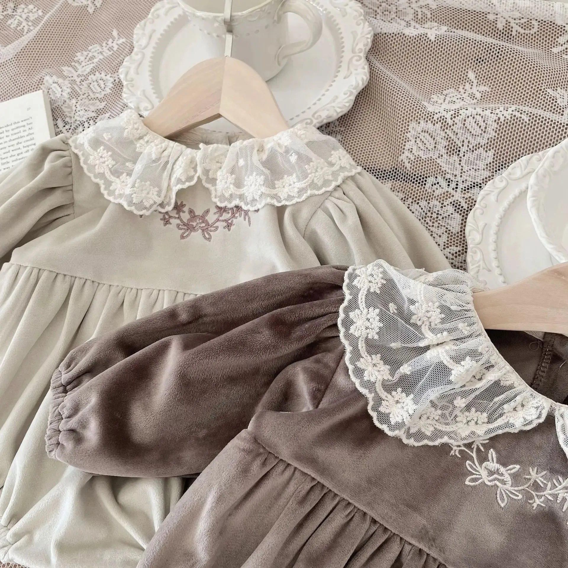 Infant Lace Collar Solid Onesie