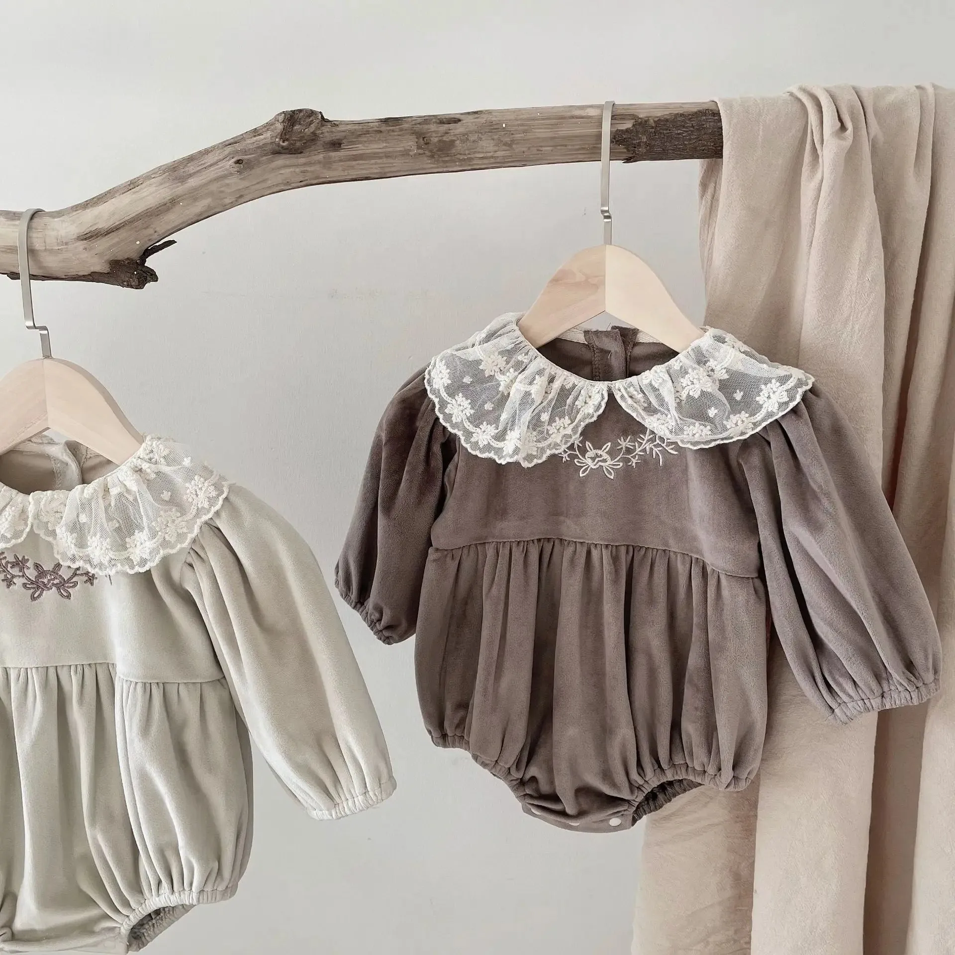 Infant Lace Collar Solid Onesie