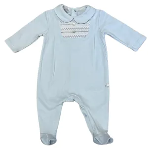 Interlock Spring Smocked Footie - Blue