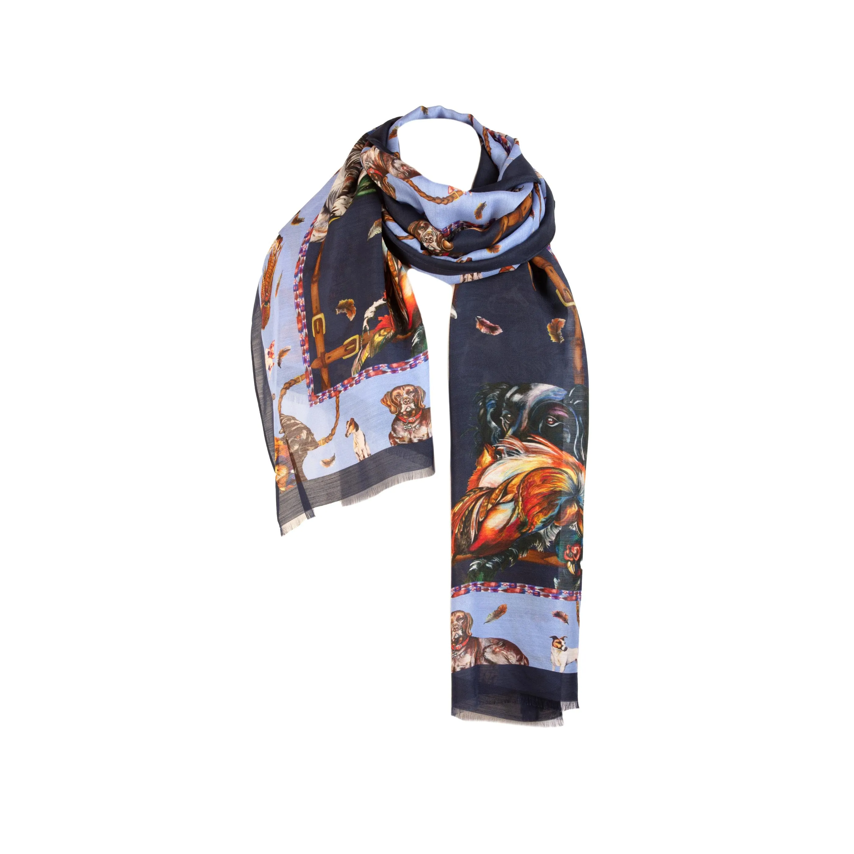 It’s A Dog's Life Navy & Cobalt Blue Wool Silk Wrap