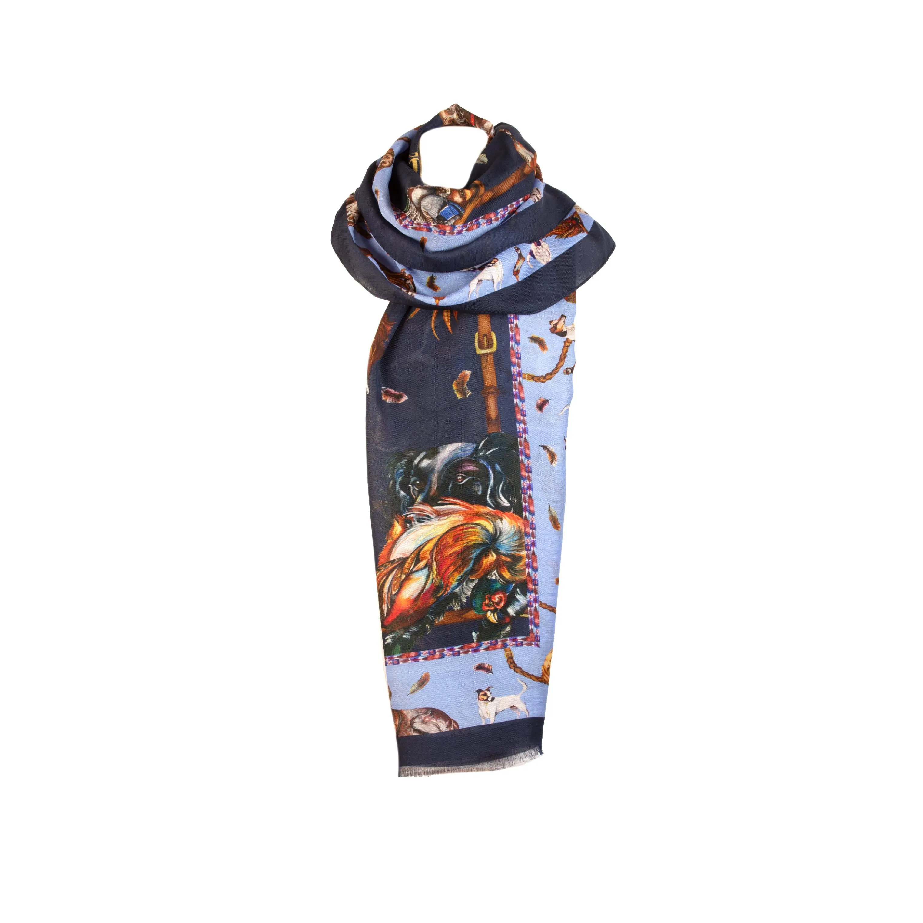 It’s A Dog's Life Navy & Cobalt Blue Wool Silk Wrap