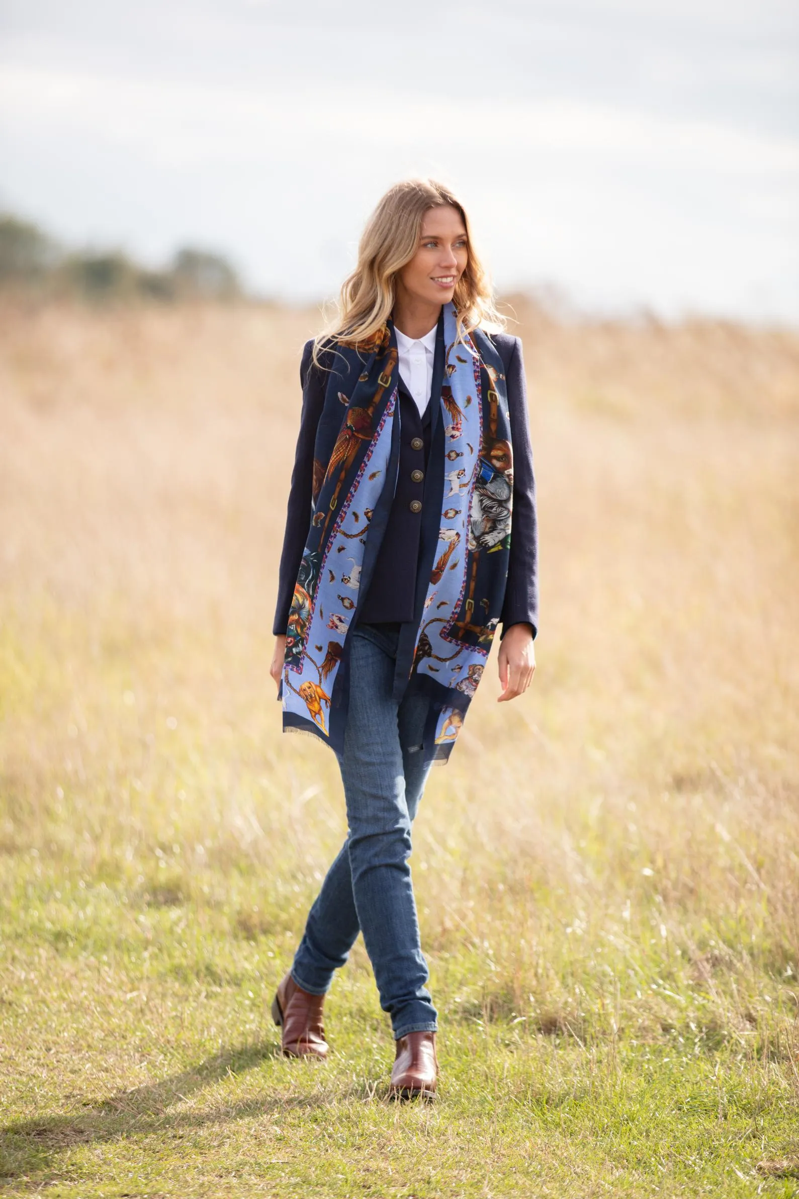 It’s A Dog's Life Navy & Cobalt Blue Wool Silk Wrap