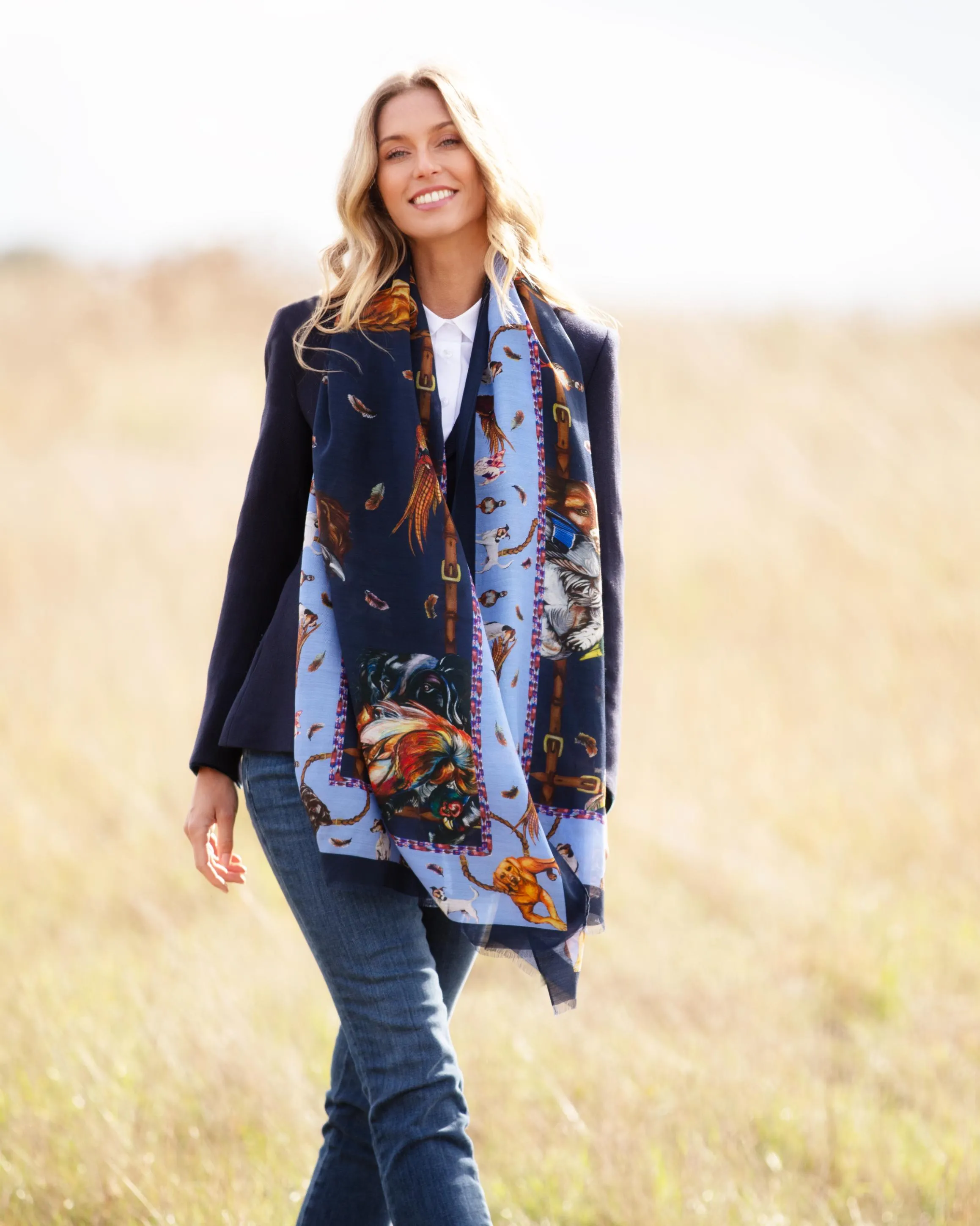 It’s A Dog's Life Navy & Cobalt Blue Wool Silk Wrap