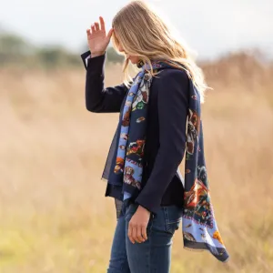 It’s A Dog's Life Navy & Cobalt Blue Wool Silk Wrap