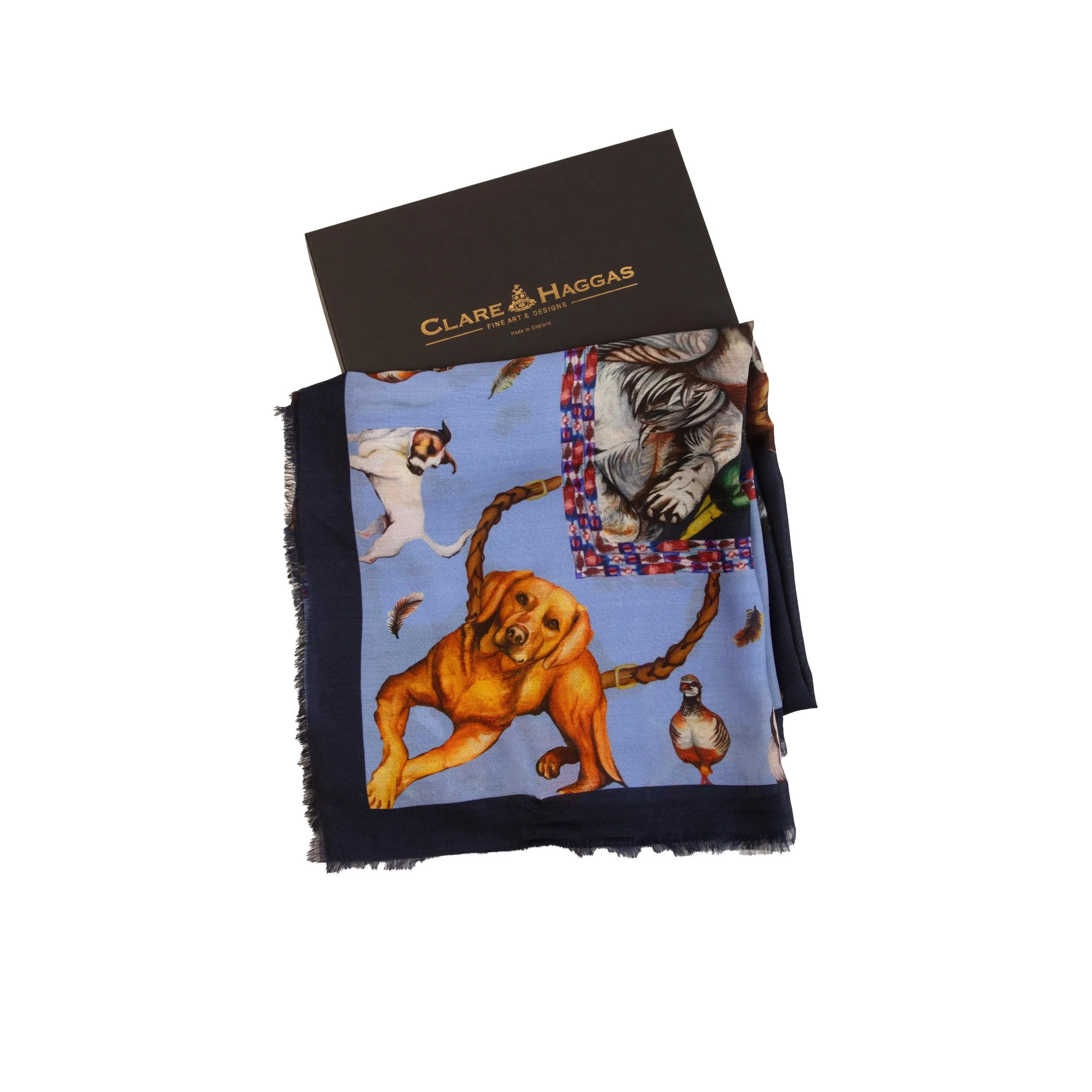 It’s A Dog's Life Navy & Cobalt Blue Wool Silk Wrap