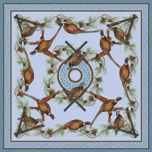Kevin's Quail & Pheasant with Cross Guns Silk Scarf