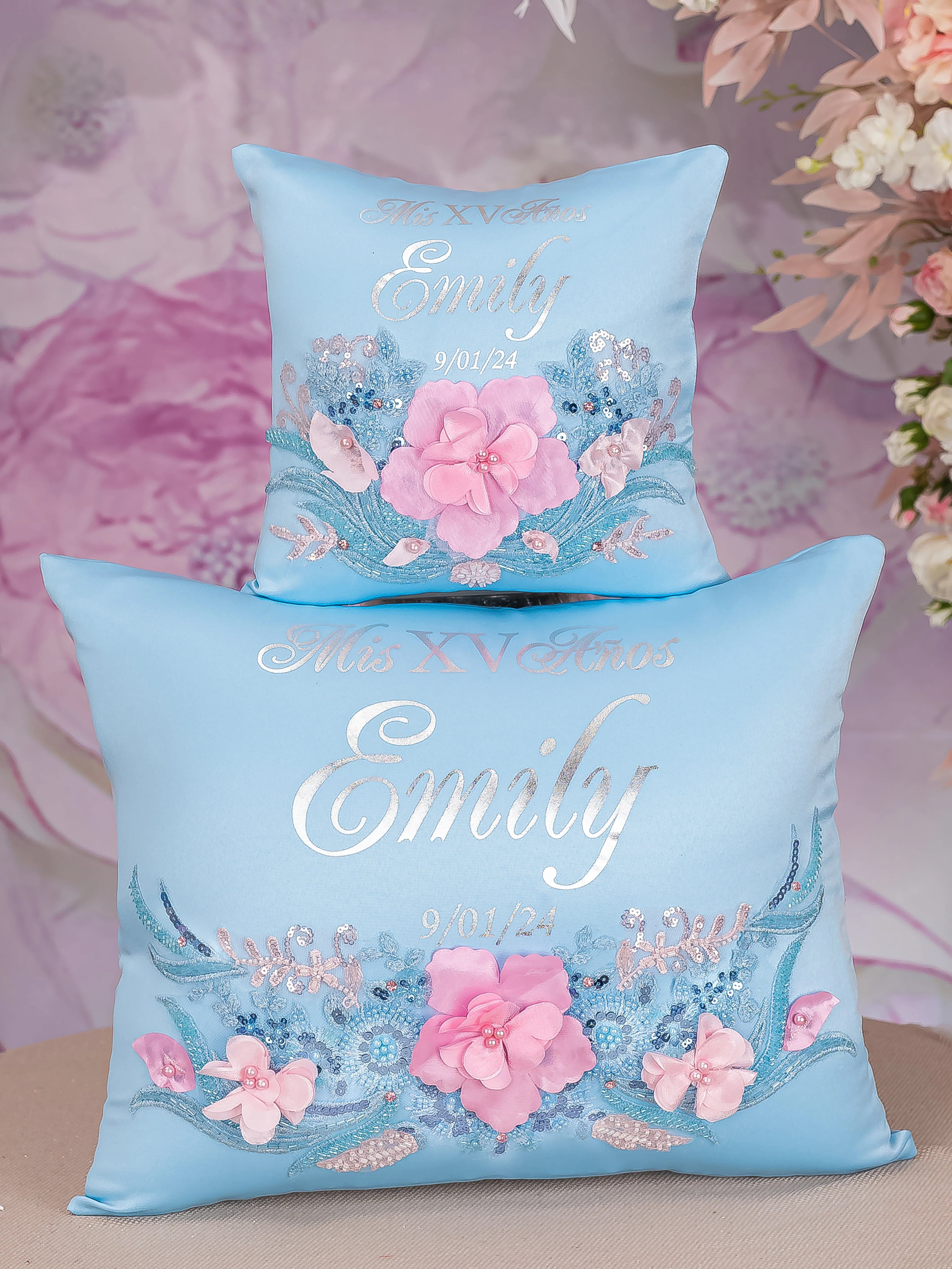 Light blue with Pink Mass Quinceanera package