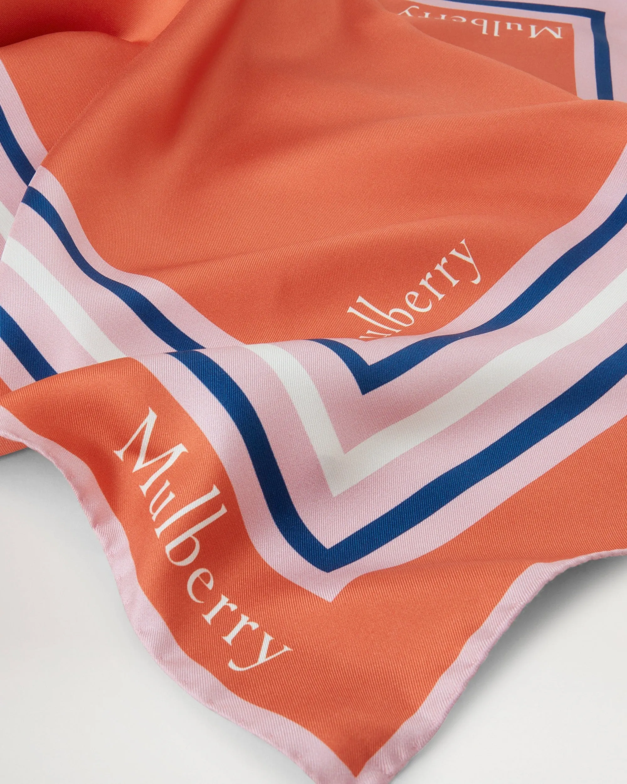 Logo Border Square Amber Orange Silk Twill