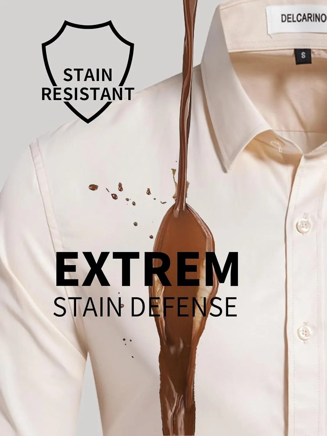 Men's Dress Shirts Stain Sheild Stretch Slim Fit Shirts Wrinkle-Free Formal Business Button Down Shirt