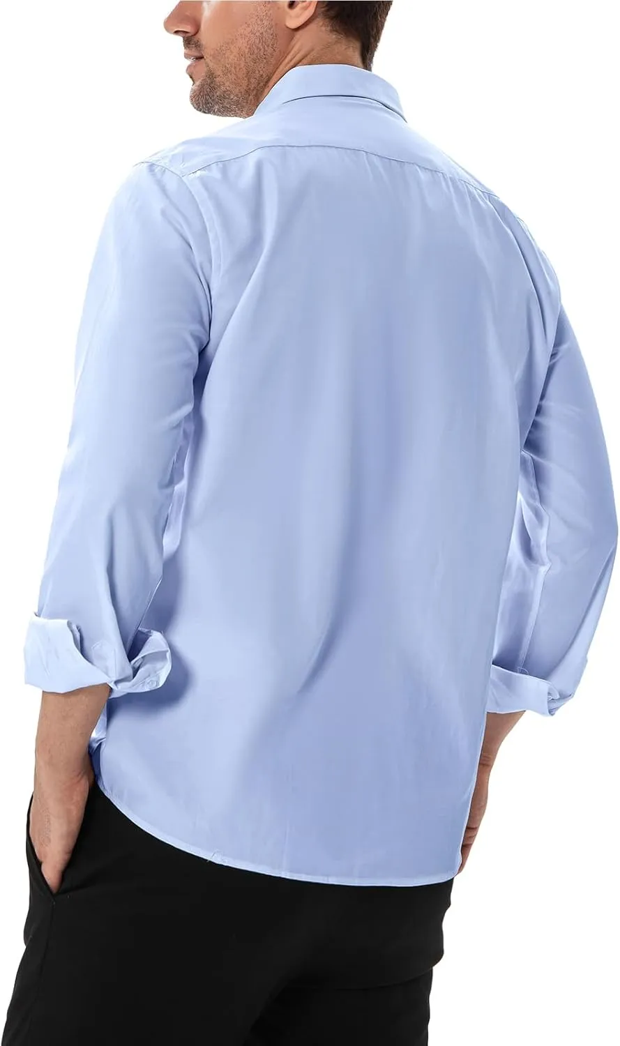 Men's Dress Shirts Stain Sheild Stretch Slim Fit Shirts Wrinkle-Free Formal Business Button Down Shirt