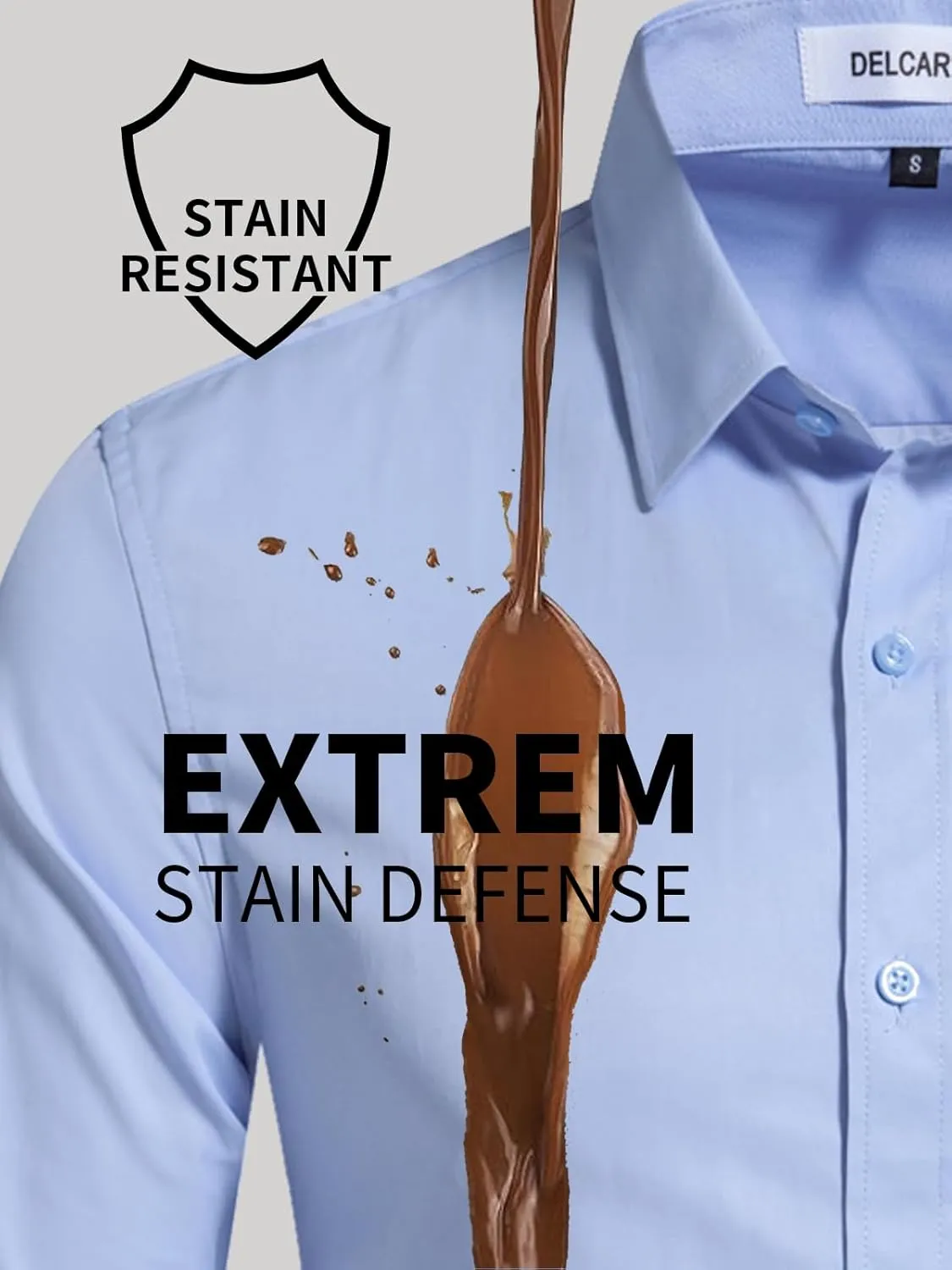 Men's Dress Shirts Stain Sheild Stretch Slim Fit Shirts Wrinkle-Free Formal Business Button Down Shirt