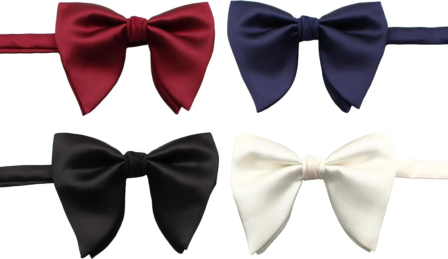 Mens Oversized Satin Silk Bow Tie Solid Color Formal Tuxedo Big Bowtie
