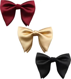 Mens Oversized Satin Silk Bow Tie Solid Color Formal Tuxedo Big Bowtie
