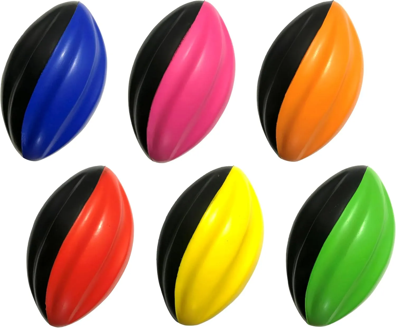 Mini Football Pack - 5 Spiral Small Foam Footballs for Kids (Red, Yellow, Blue, Pink, Orange, Green)