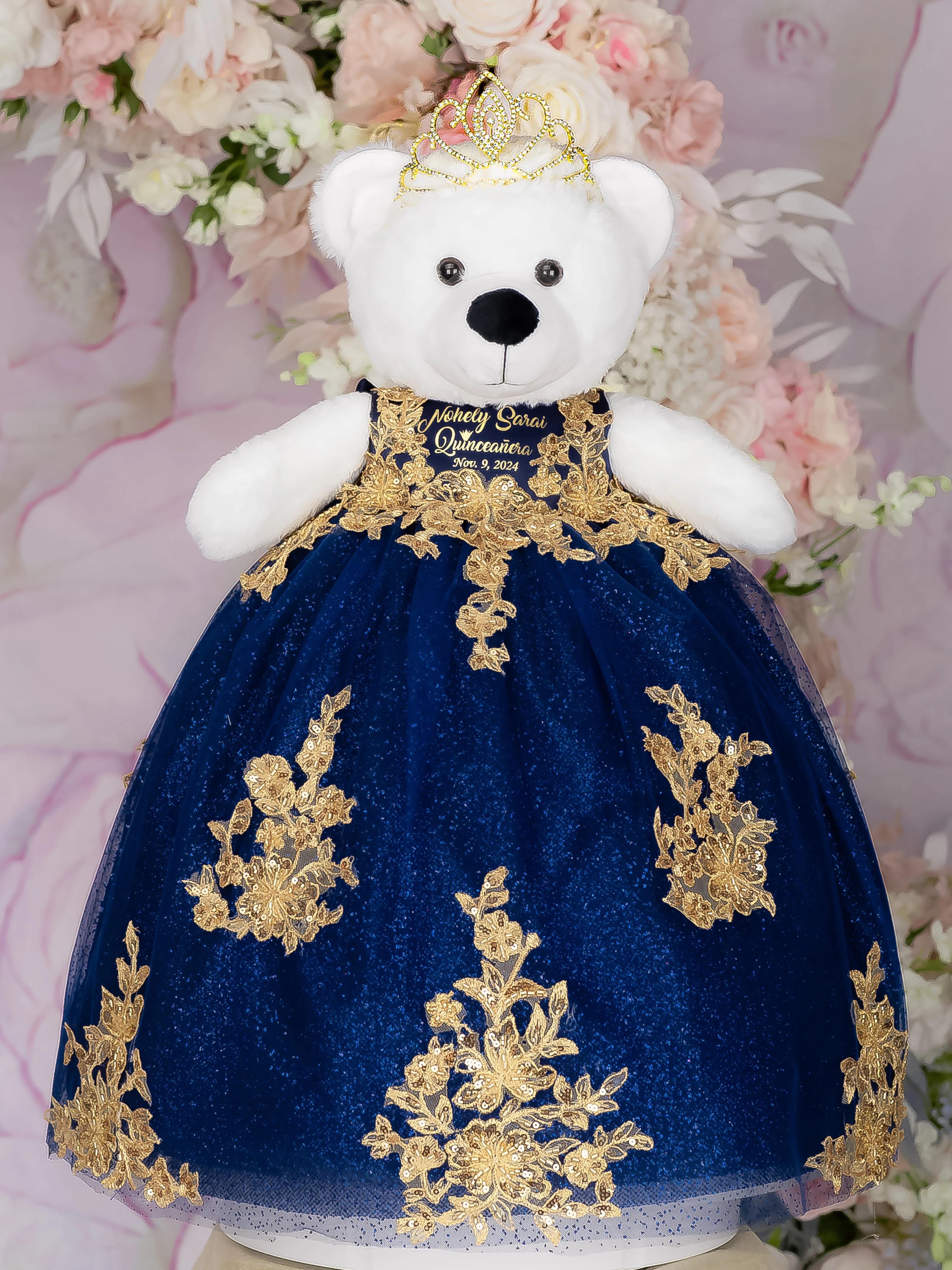 Navy Blue with gold Quinceanera pillows set and oso