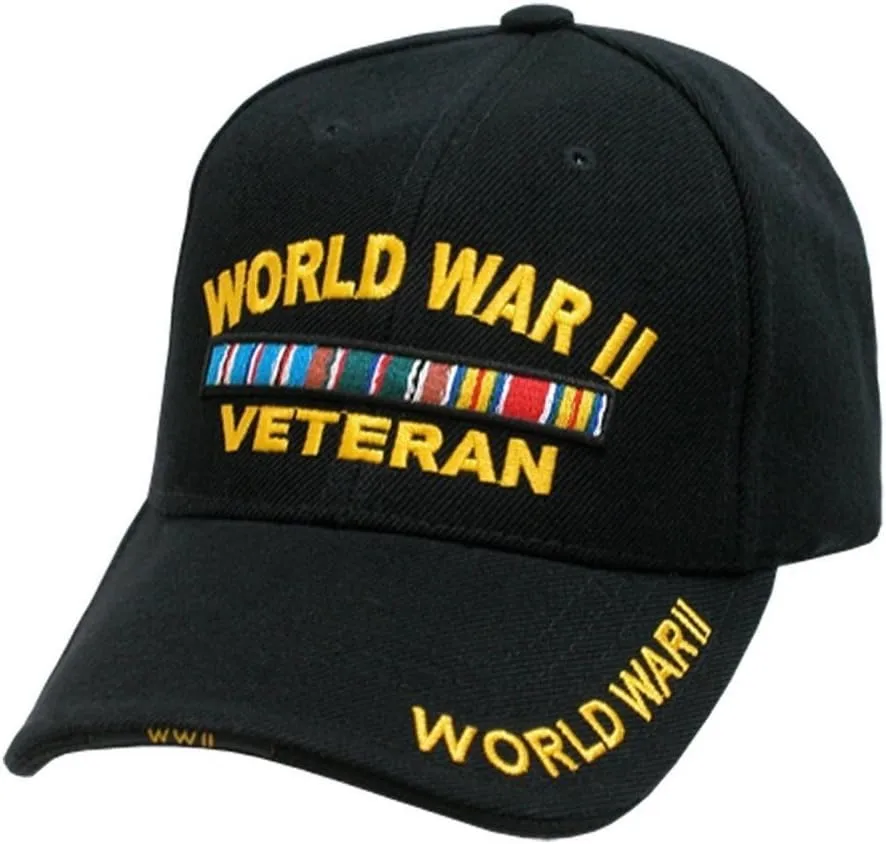 New Embroidered Black World War 2 II Veteran Military Baseball Ball Hat Cap
