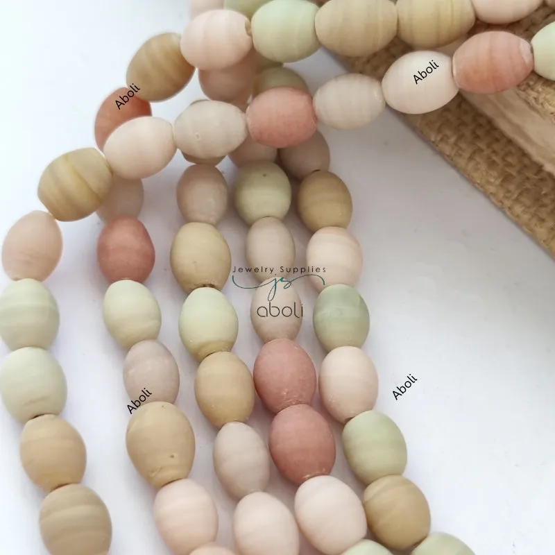 Oval glass beads 10 mm matt finish plain glass beads glass beads OMGB7