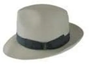Panama Fine Ala Media Fedora 2 1/2 Inch Brim Bleach with Grigio Hatband (61)