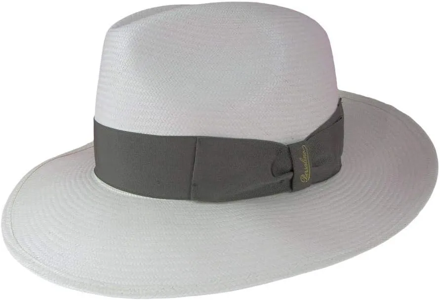 Panama Fine Tesa Larga Fedora Bleach with Olive Hatband (61)