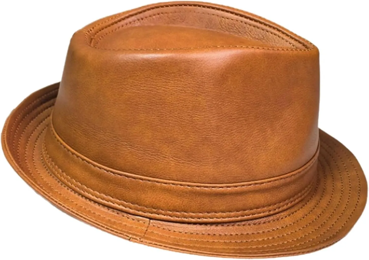 Premium Leather Fedora Hat - Classic Style for Men & Women - Short Brim Trilby Hat