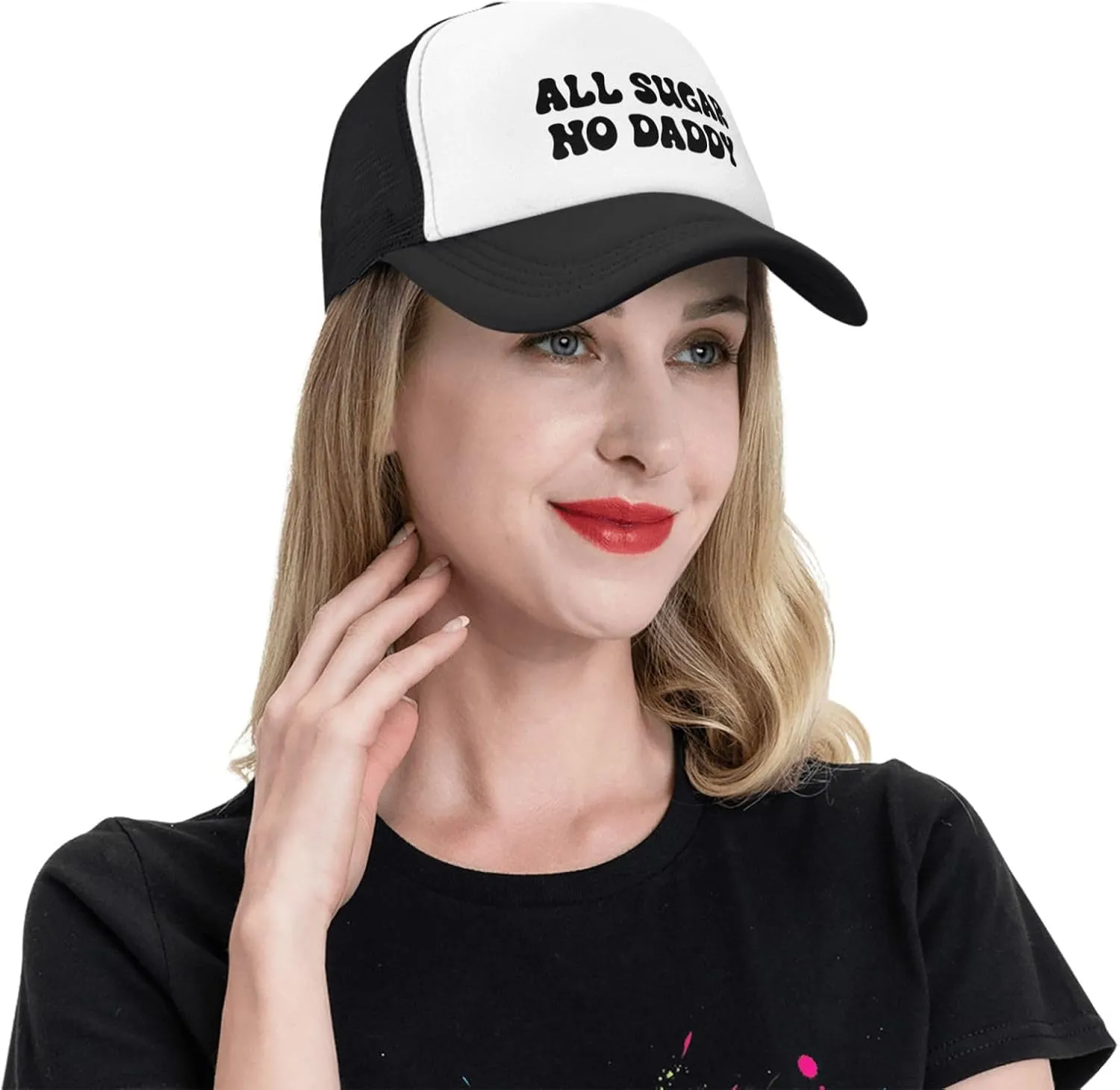 Put It On My Husband's Tab Drinking Trucker Hat - Funny Pink Trucker Hat for Women and Men