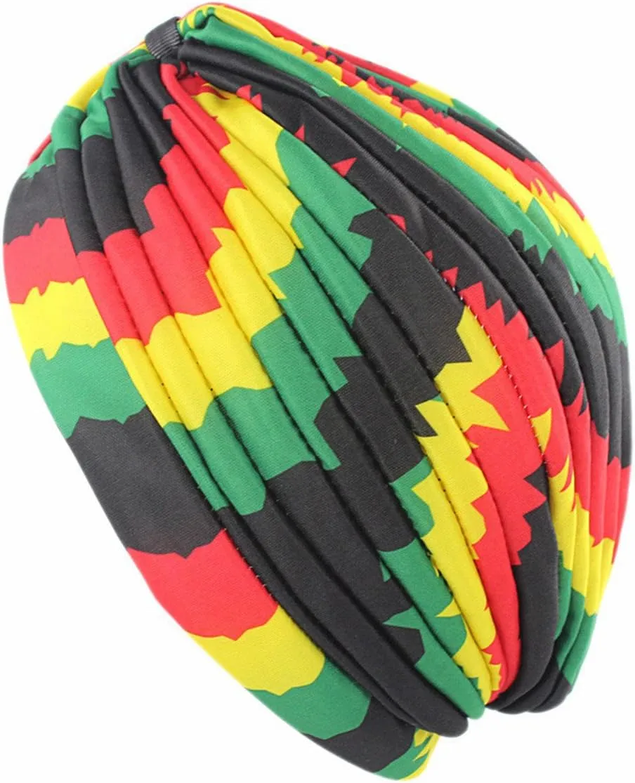 Qhome Women's Rasta Turban Indian Style Head Wrap Cap Hat Hair Cover Headband Various Print Design