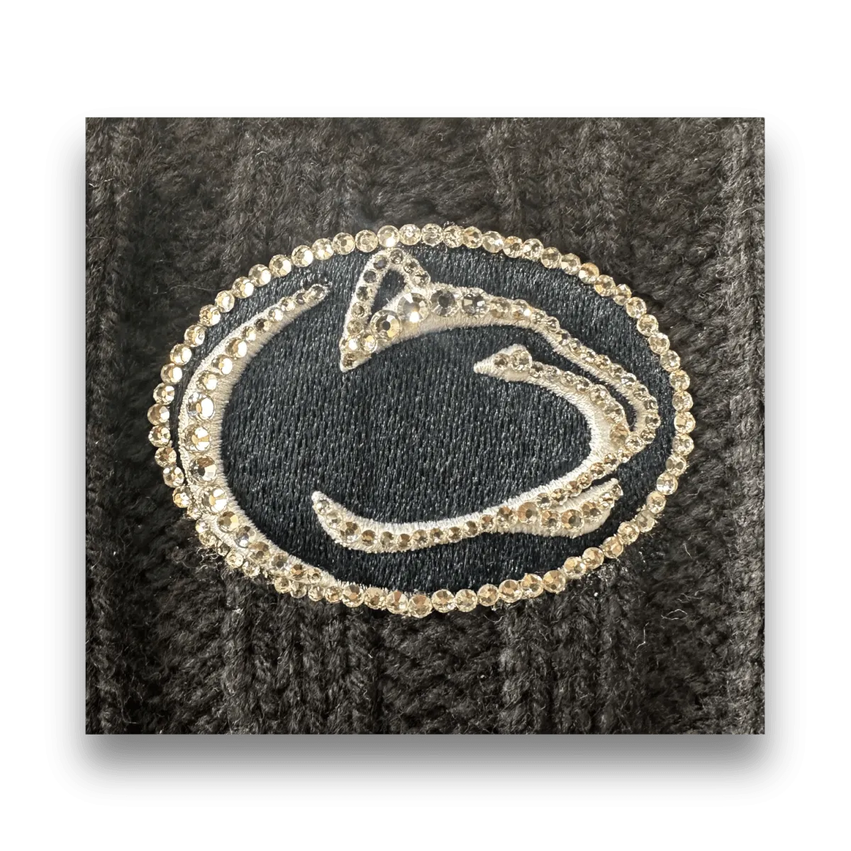 "Blingy" '47 Cuffed Knit Hat with Pom - White/Grey/Navy