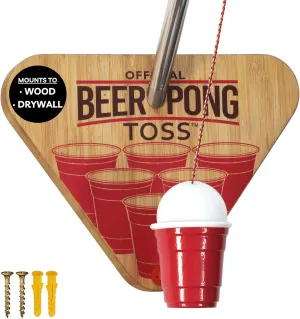 Ring Toss Game with Red Party Cup, Ball and String for Adults - Fun Garage and Party Play - Hook and Ring Wall Mounted Indoor and Outdoor Activity by Product Elevations