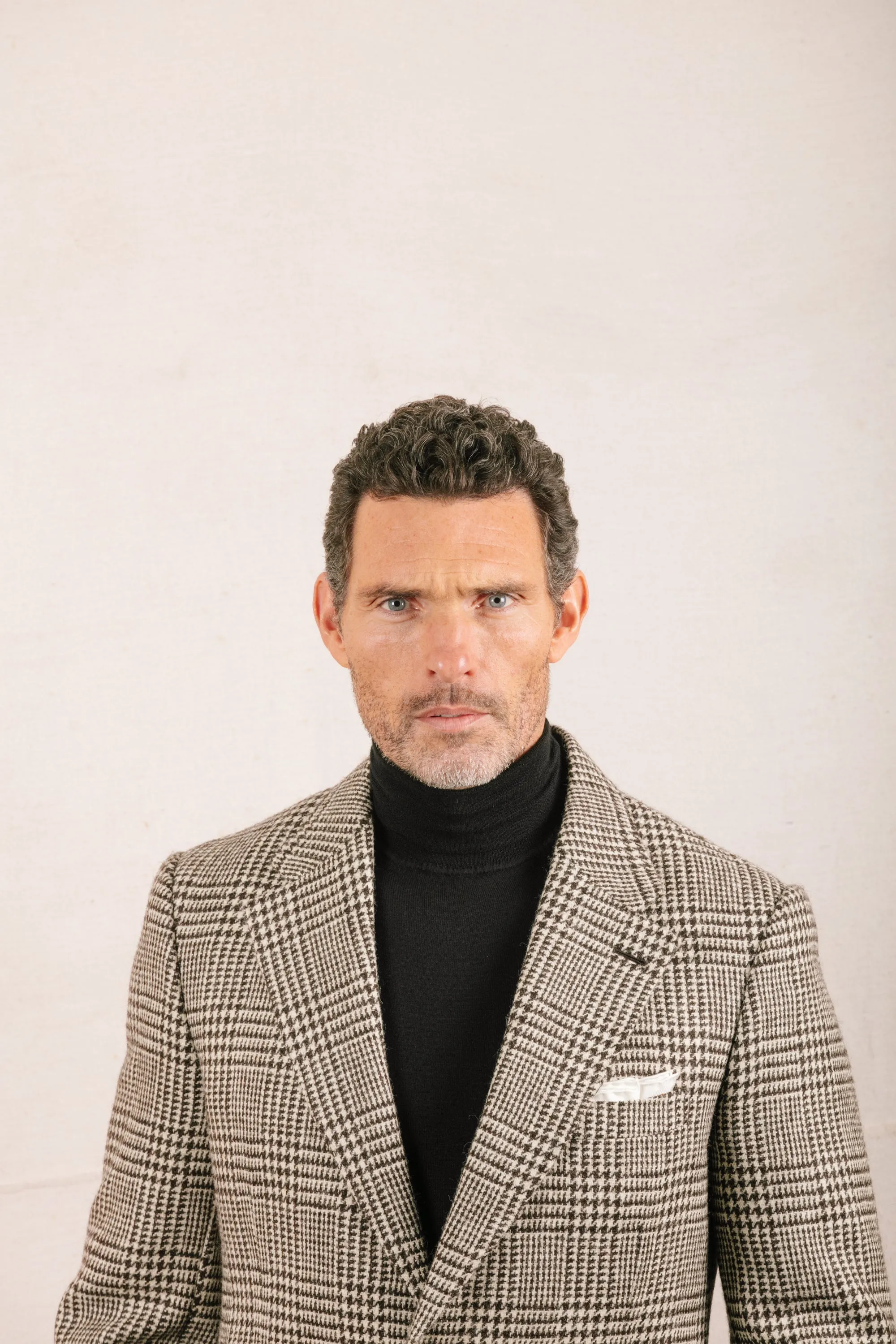 Roll Neck Jumper in Black Cashmere Silk