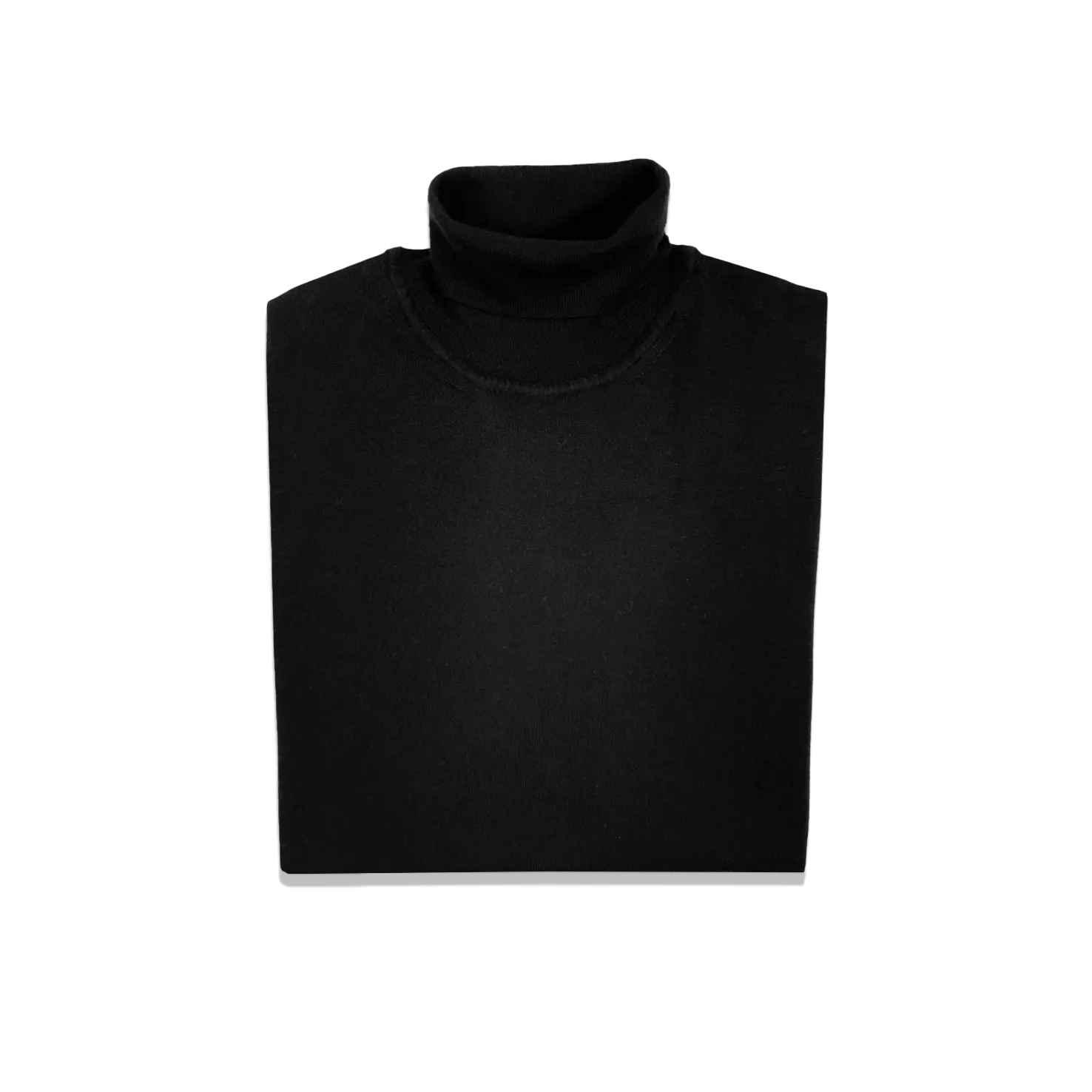 Roll Neck Jumper in Black Cashmere Silk