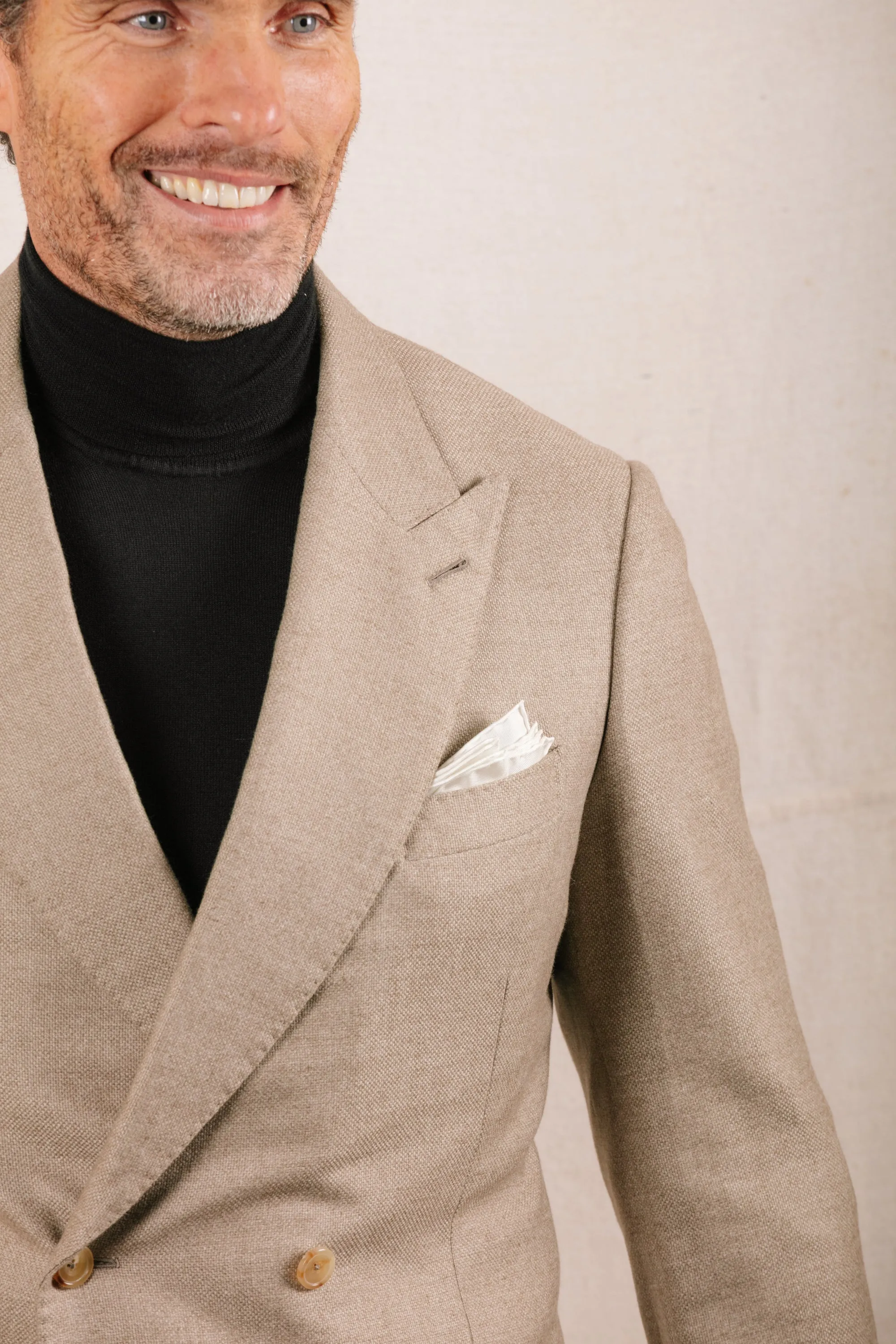 Roll Neck Jumper in Black Cashmere Silk
