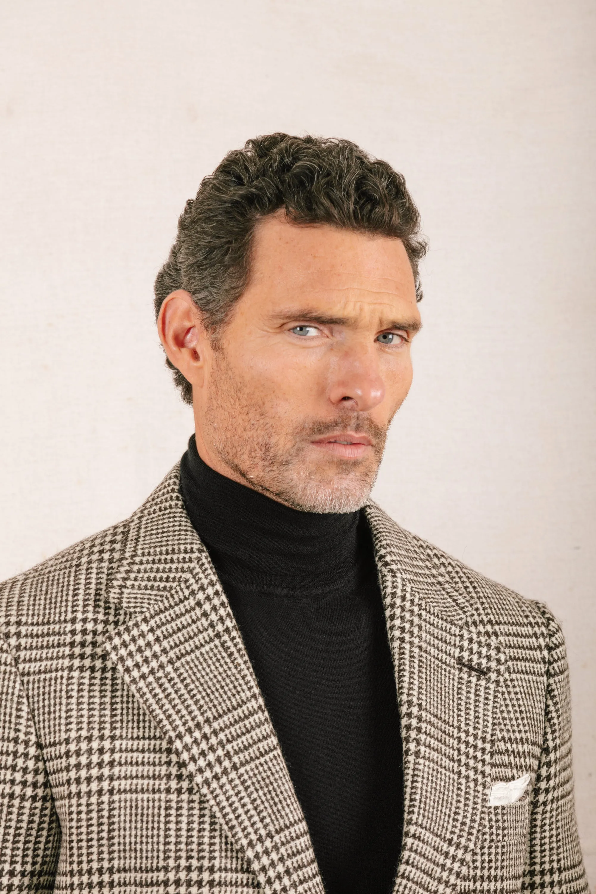 Roll Neck Jumper in Black Cashmere Silk
