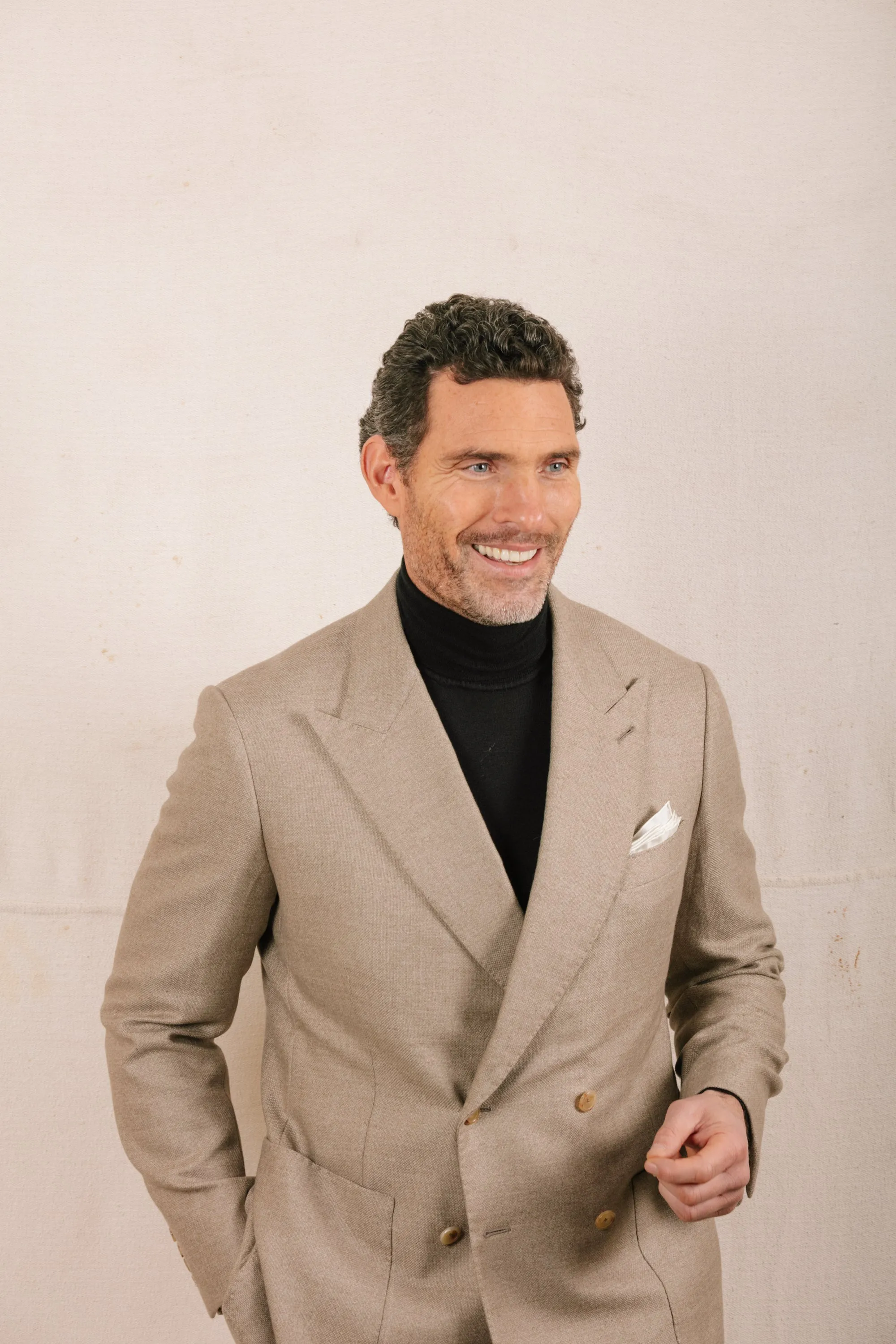 Roll Neck Jumper in Black Cashmere Silk