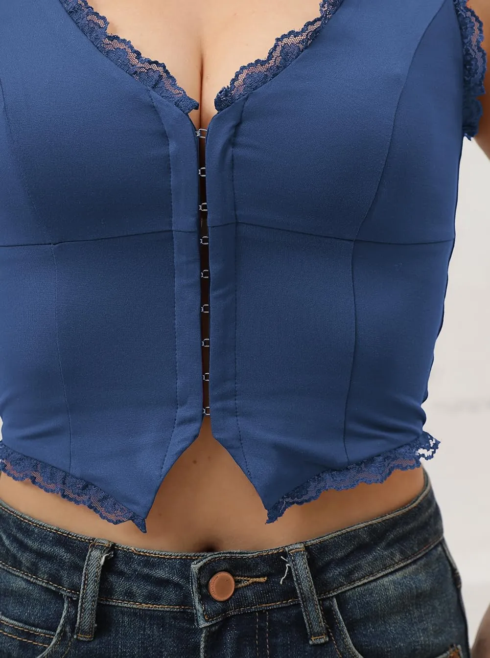 Sexy Lace Top for Women Summer V Neck Sleeveless Y2K Going Out Corset Tank Tops